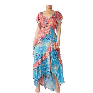 Tanya Taylor Iliana Silk Print Tiered Dress